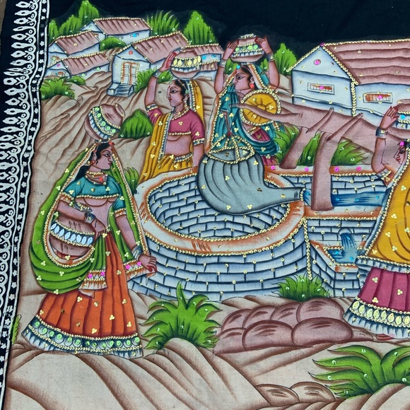 Indian tapestry painted and embellished with sequins - Picture 8 of 10